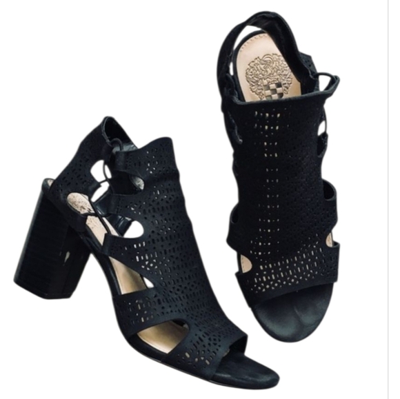 Vince Camuto Shoes - VINCE CAMUTO corbina black block heel sandals cutout open  toe sz 8